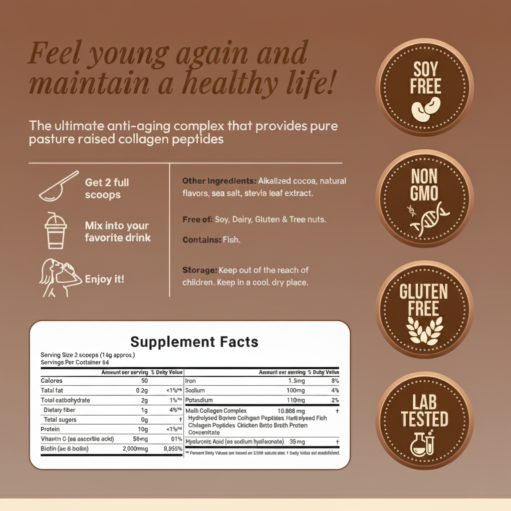 TrueVital Multi-Collagen Peptides (Chocolate Flavor)